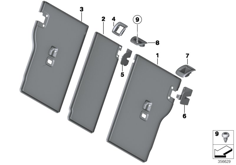 Seat, rear, seat trims