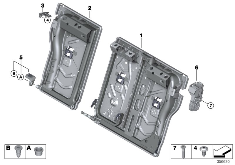 Seat, rear, seat frame, basic seat