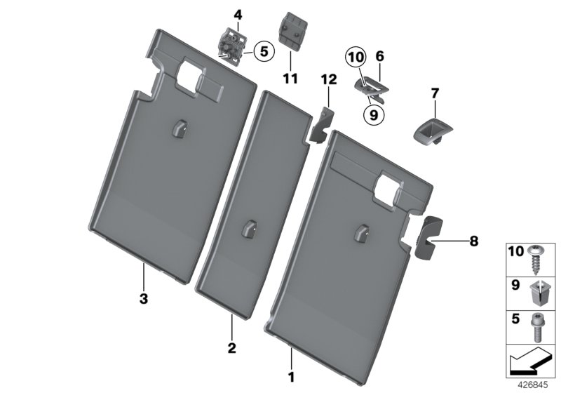 Seat, rear, seat trims