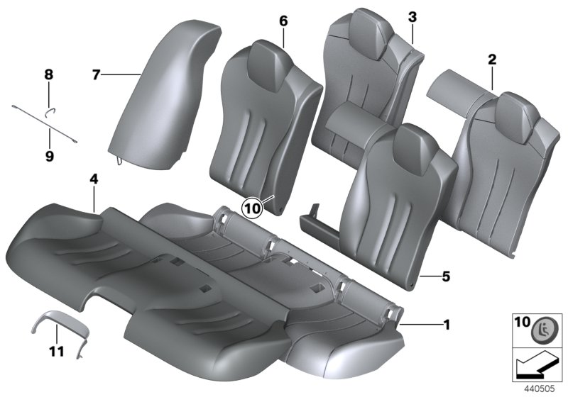 Seat, rear, cushion, & cover, basic seat