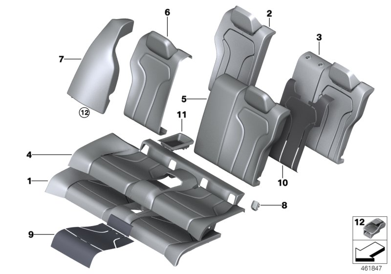 Seat, rear, cushion, & cover, basic seat