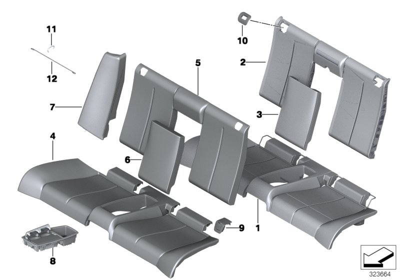 Seat, rear, cushion and cover