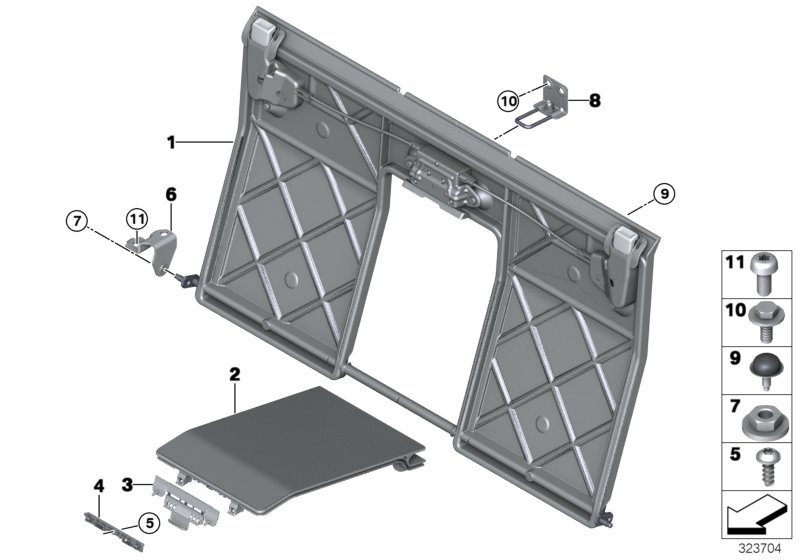 Seat, rear, seat frame, basic seat