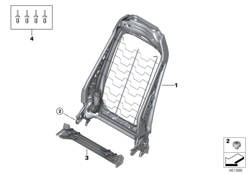 Seat, front, backrest frame