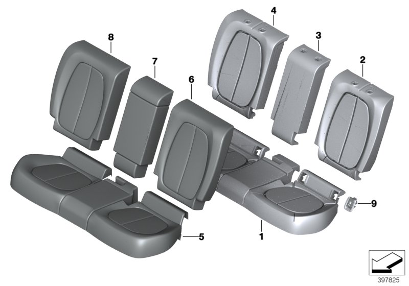 Seat, rear, cushion, & cover, basic seat
