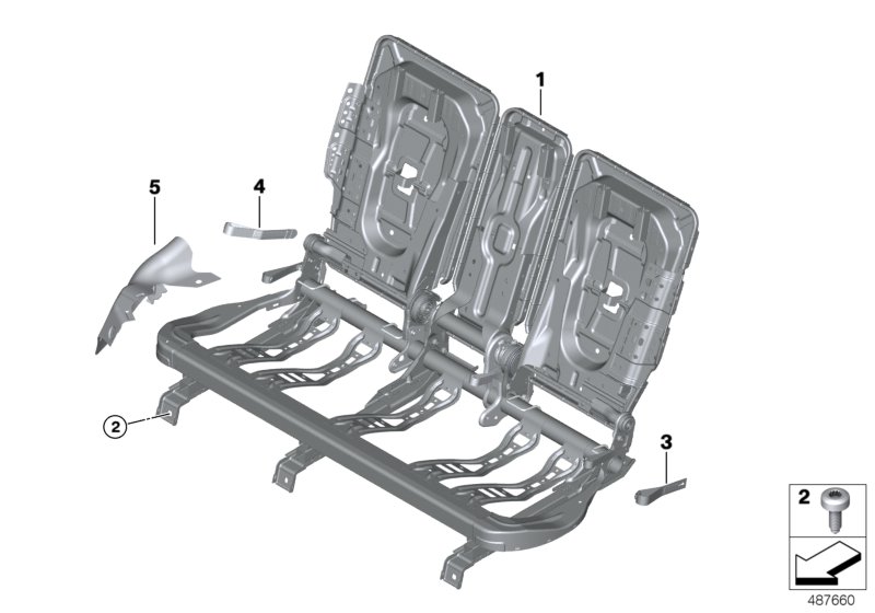 Seat, rear, seat frame, basic seat