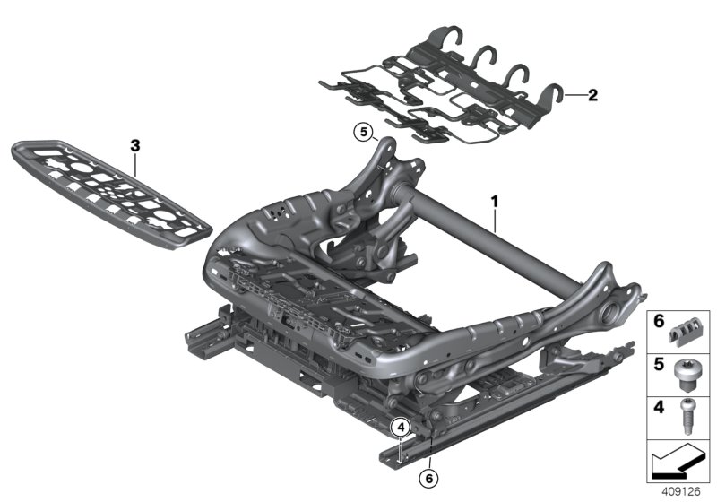 Seat, front, seat frame