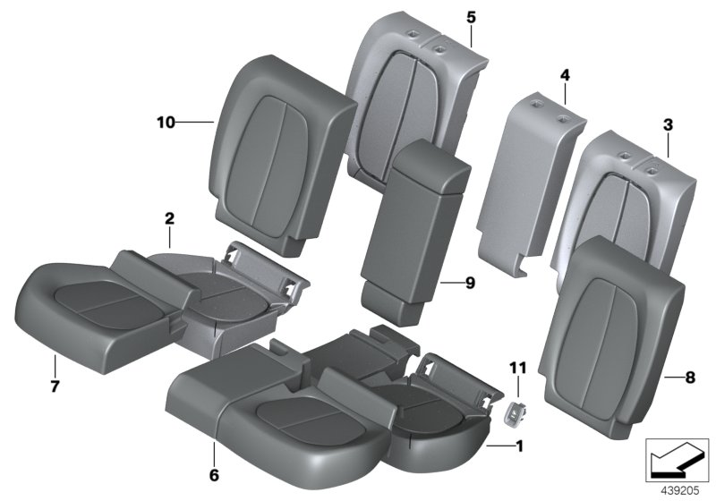 Seat, rear, cushion and cover