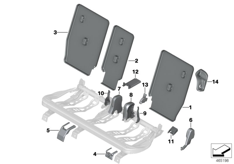 Seat, rear, seat trims
