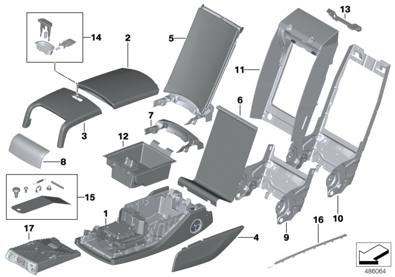 Seat, rear, centre armrest, multifunct.