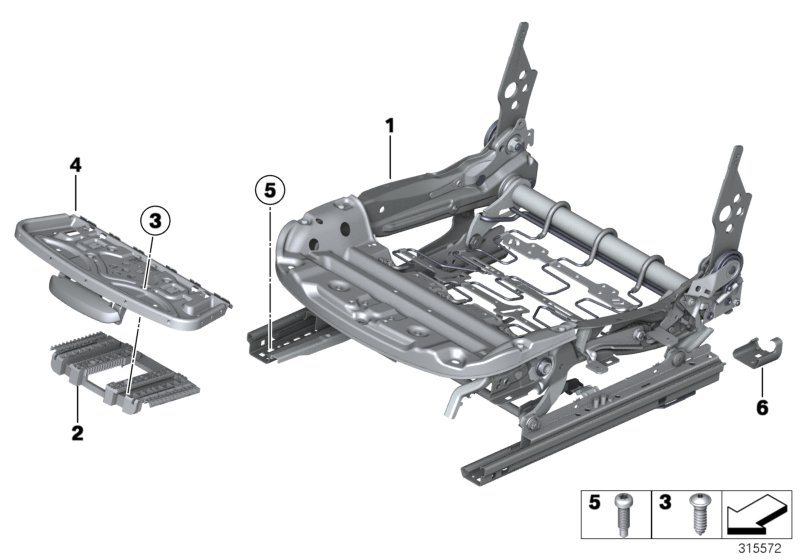 Seat, front, seat frame