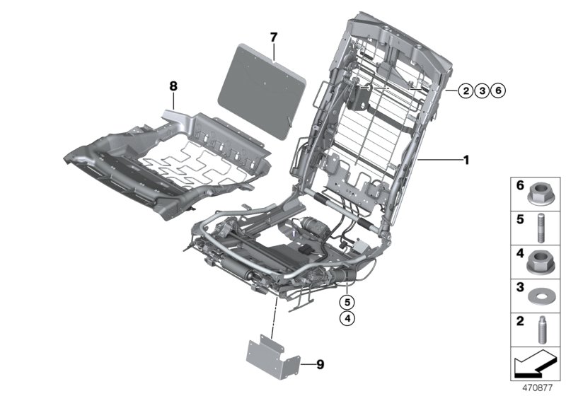 Seat, rear, seat frame