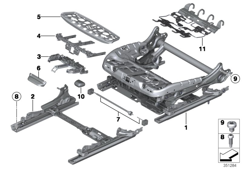 Seat, front, seat frame
