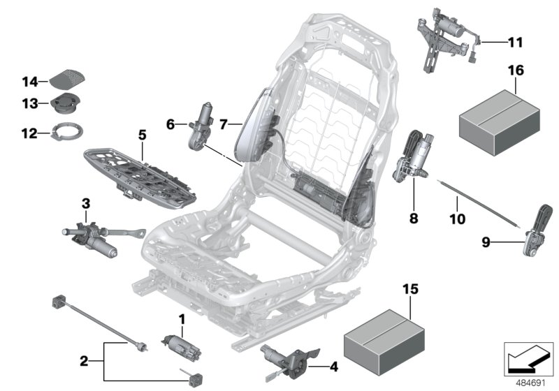Seat, front, electrical system & drives