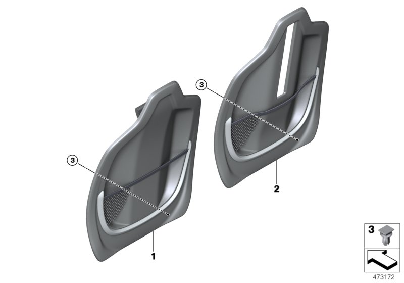 Set, front, backrest trims