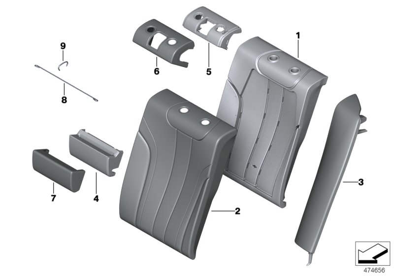 Seat,rear,cushion&cover, through-loading