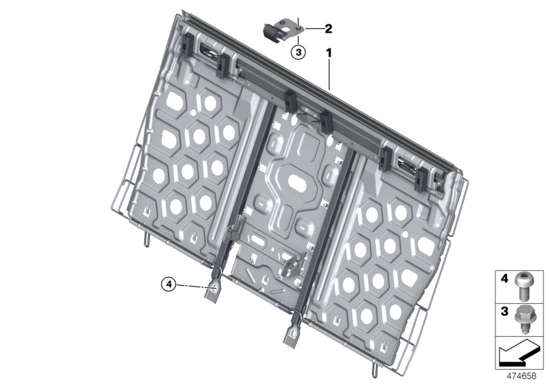 Seat, rear, seat frame, basic seat