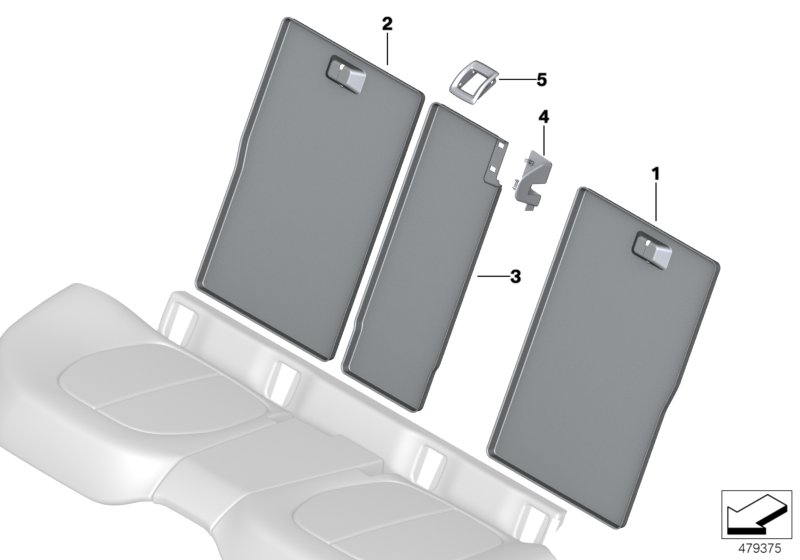 Seat, rear, seat trims