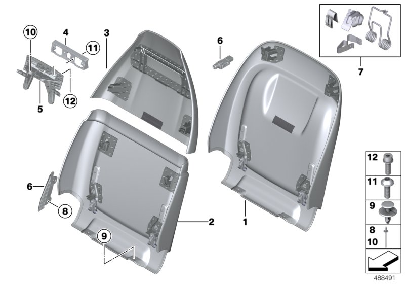 Set, front, backrest trims