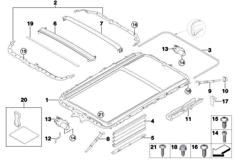 Sliding lifting roof frame