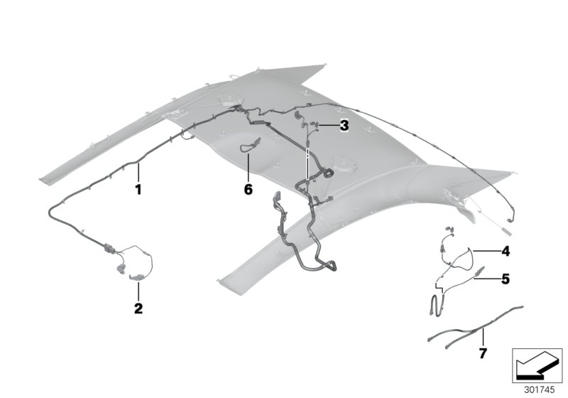 Wiring harness, hardtop, retractable