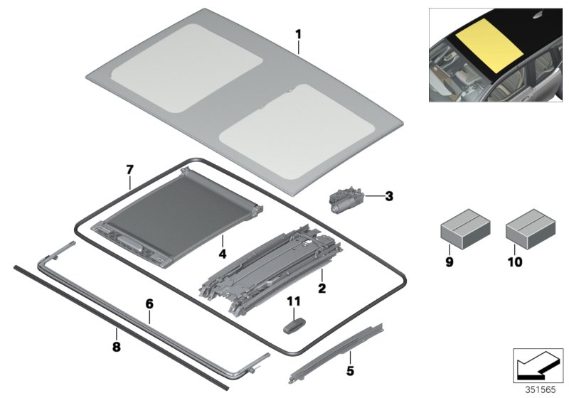 Single parts for sliding lifting roof