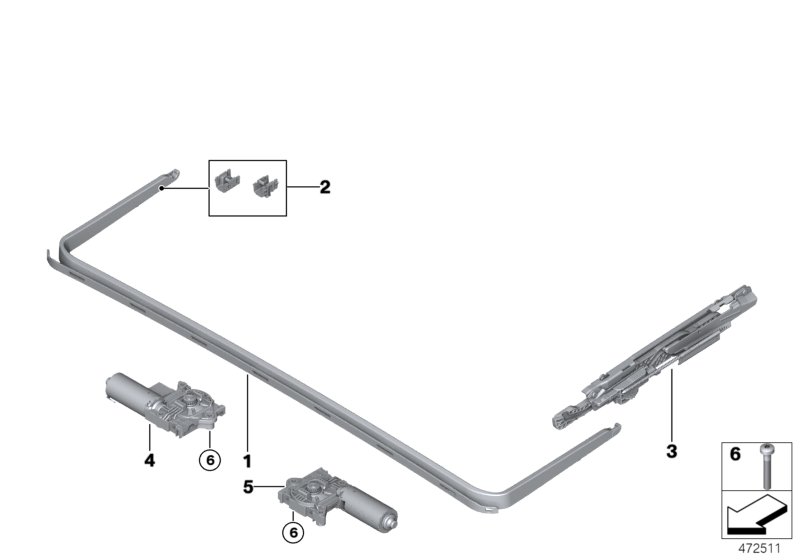 Panorama glass roof, mounting parts