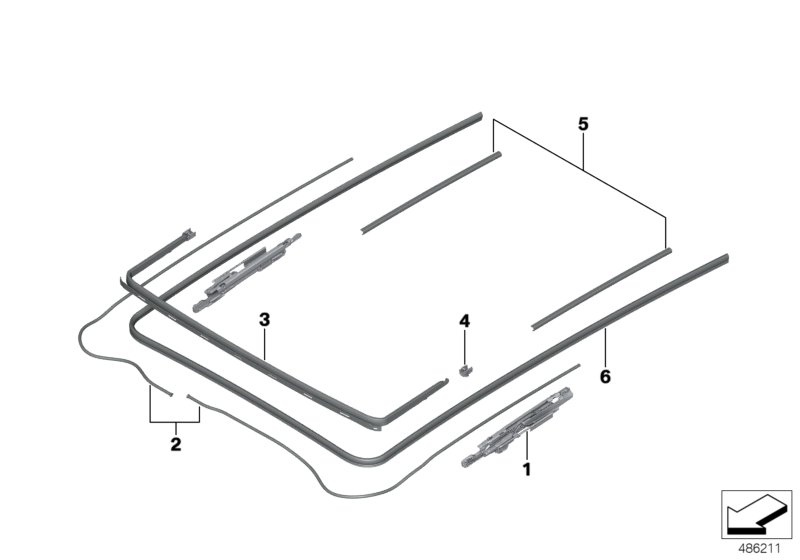 Panorama glass roof, mounting parts