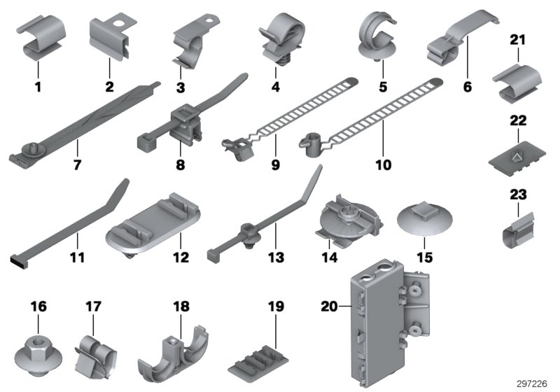 Cable harness fixings