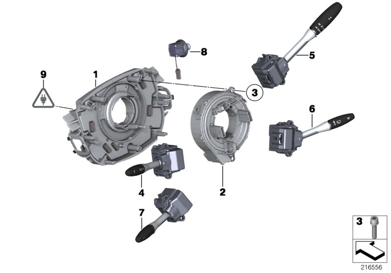 Steering column switch/control unit