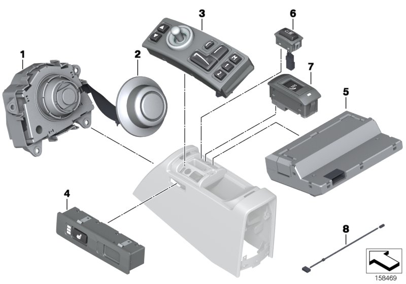 Switch, central console, front