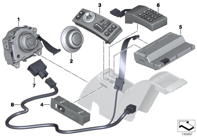Switch, central console, rear