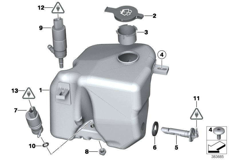 Reservoir,windscr./headlight washer sys.