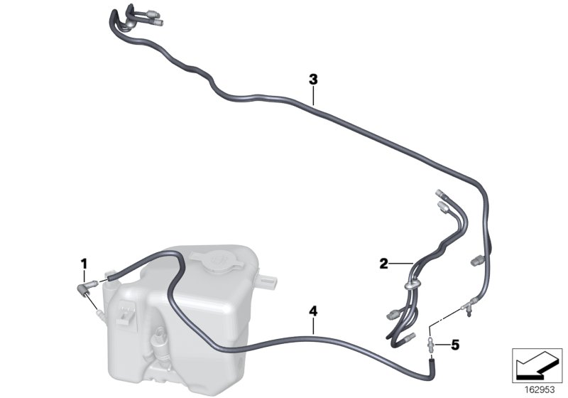 Hose lines, windscreen washer system