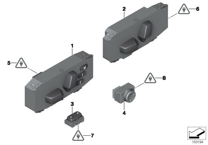 Seat adjustment switch, front