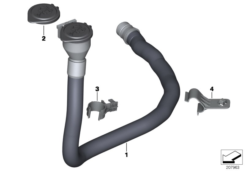 Filler pipe, wash container