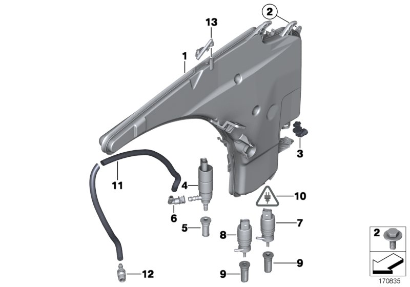 Reservoir,windscr./headlight washer sys.
