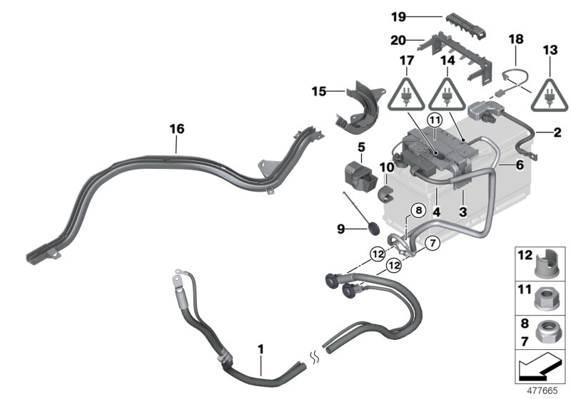 Battery lead/distribution box, rear
