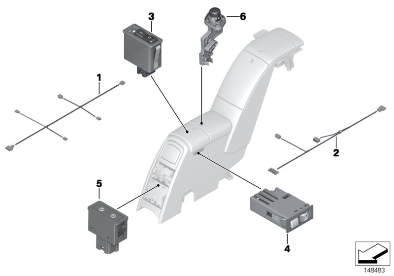 Fridge, centre console rear