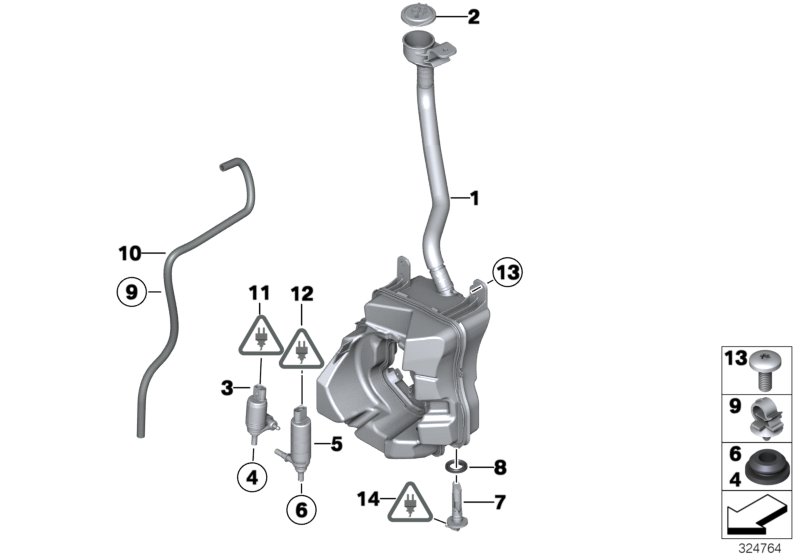 Reservoir,windscr./headlight washer sys.