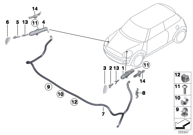 Single parts for head lamp cleaning