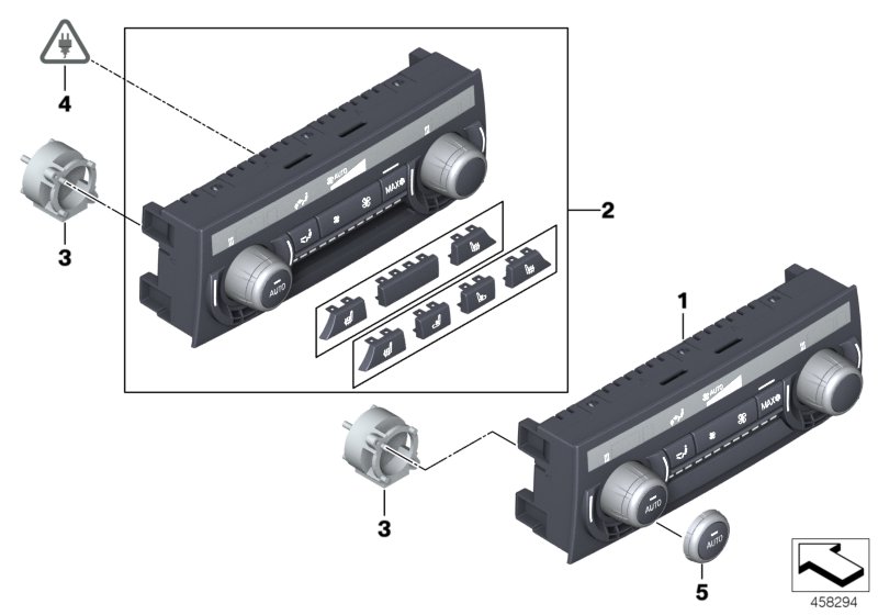 Operating unit, automatic rear-cabin A/C