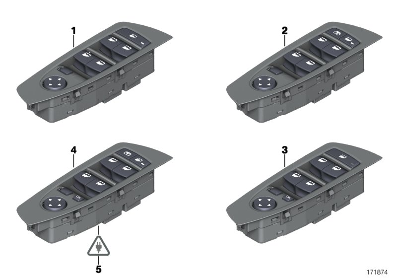 Oper. unit, switch cluster, door, front