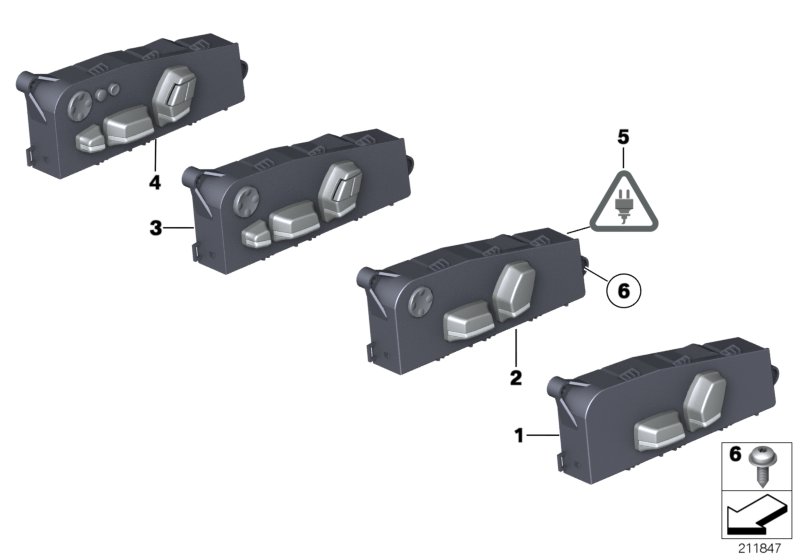 Seat adjustment switch, front