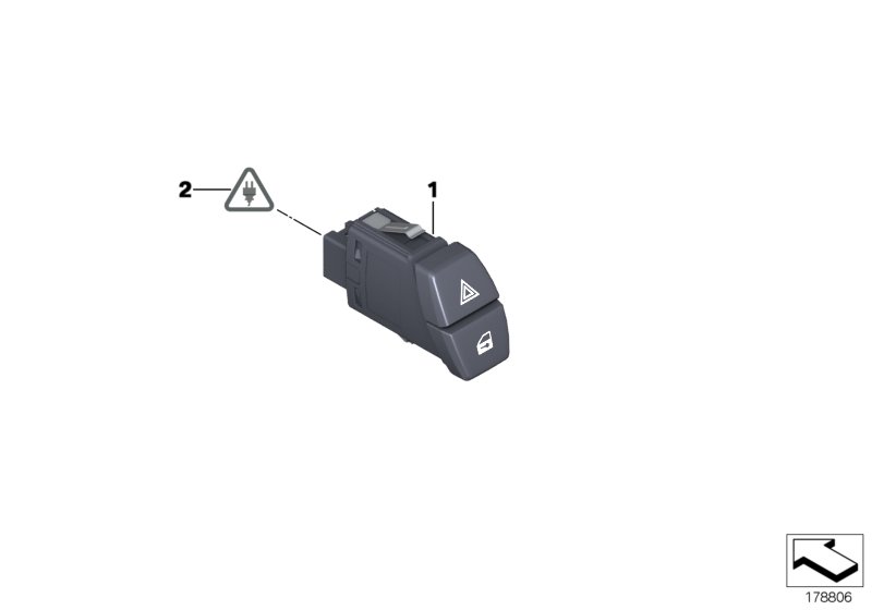 Switch hazard warning/central lckng syst
