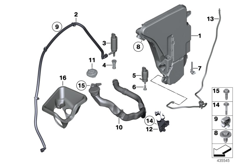 Reservoir,windscr./headlight washer sys.