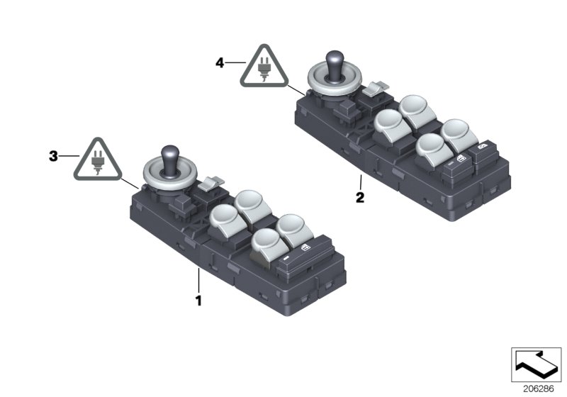 Oper. unit, switch cluster, door, front