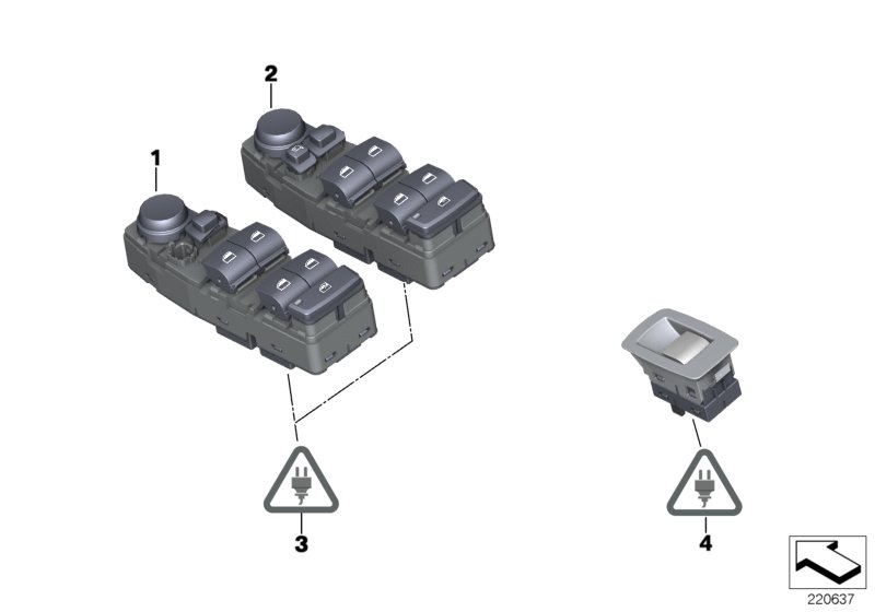 Operating unit, switch cluster, door