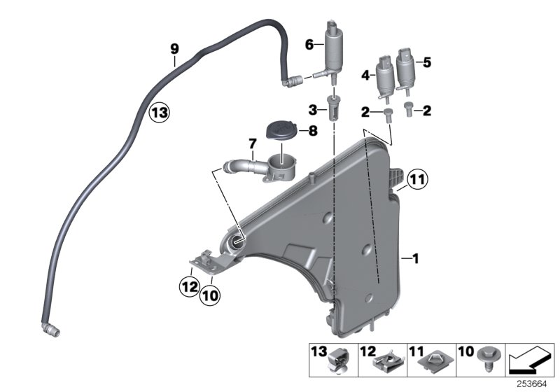 Reservoir,windscr./headlight washer sys.
