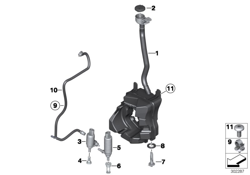 Reservoir,windscr./headlight washer sys.